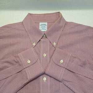 Brooks Brothers Check Slim Fit Non-Iron Supima Cotton Button-Down Shirt Sz 16-36